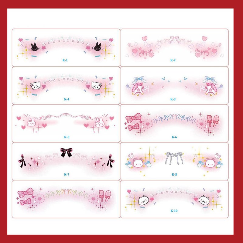 2026 Cute Girls' Face Makeup, New Year's Eve Atmosphere Creative Face Stickers, Heart Blush, Washable Makeup Stickers, Temporary Stickers, 10 sheets/set